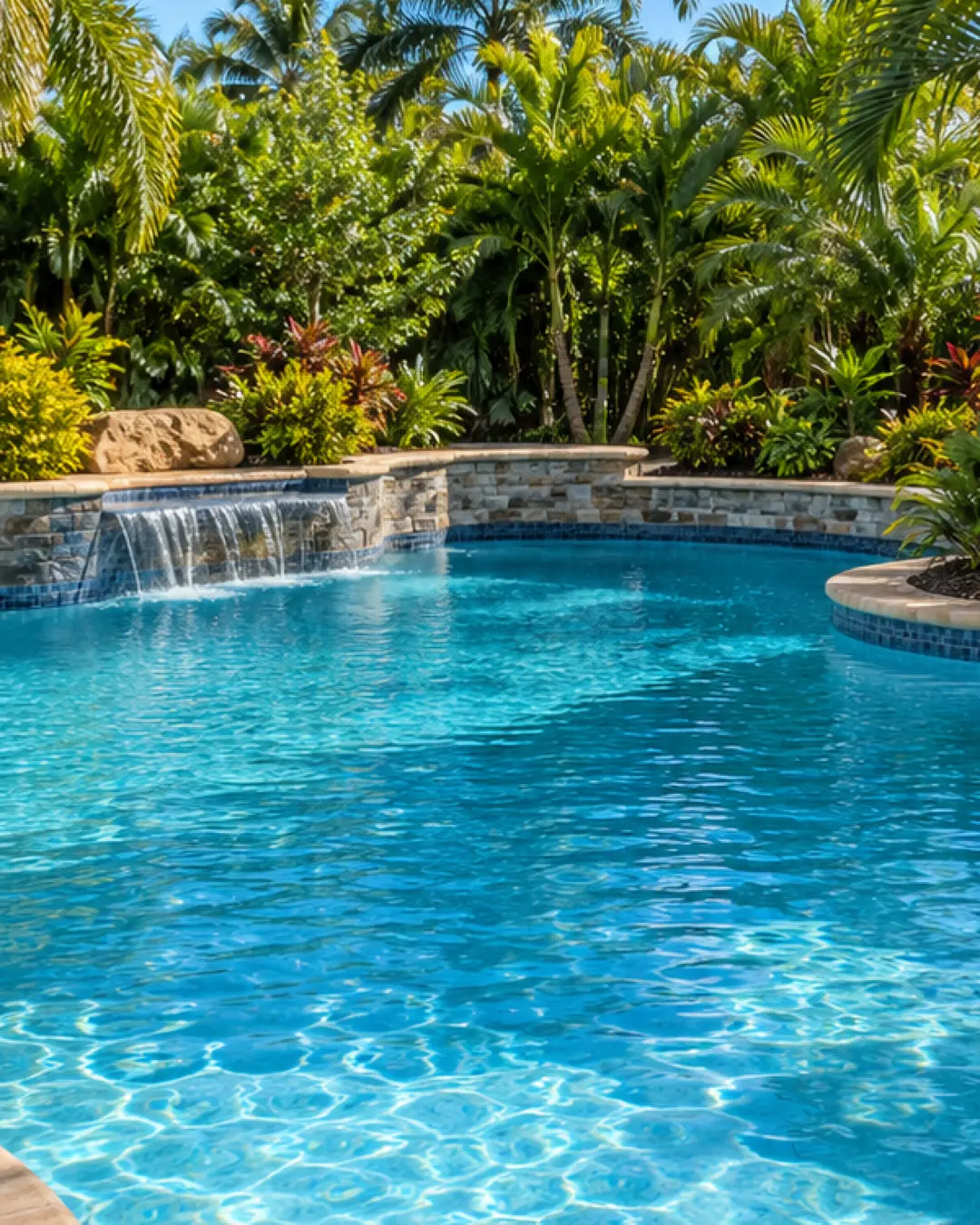 Pool water and tropical landscaping at a Bradenton-style property